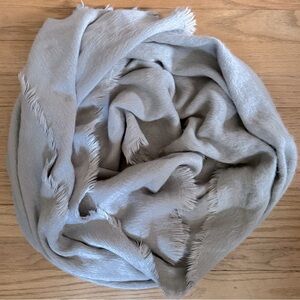 Soft Gray Fringed Scarf
